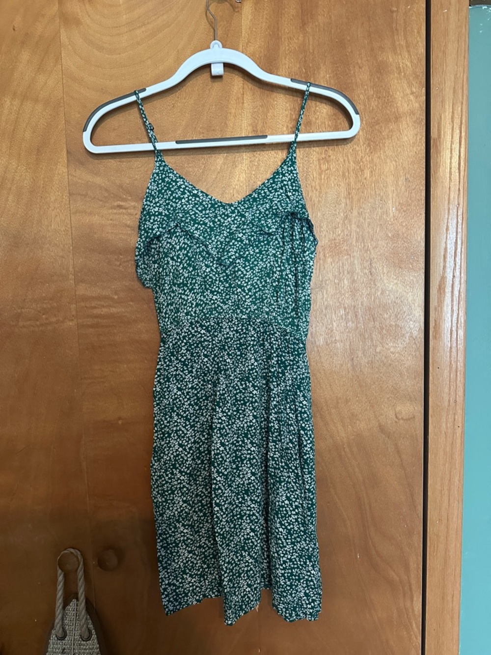 Green Floral Spaghetti-Strap Sundress S/M